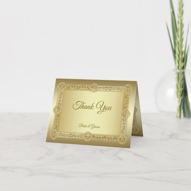 Gold Decorative Thank You Card (Front)