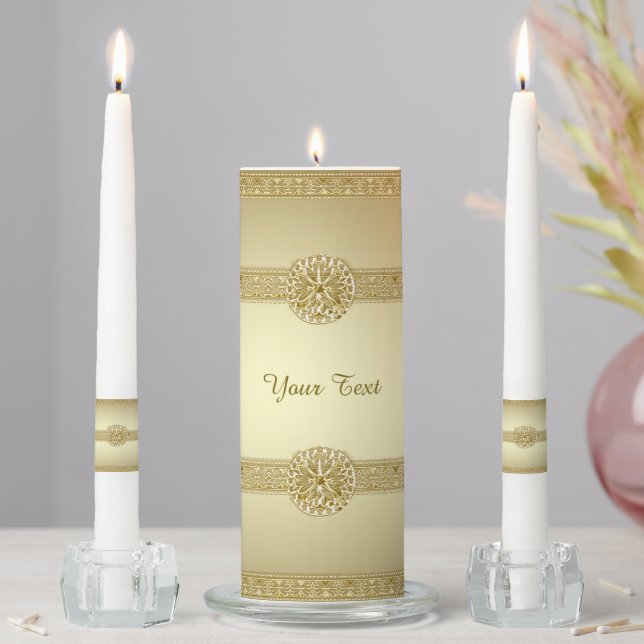 Gold Decorative Unity Candel Set Unity Candle Set (In Situ)