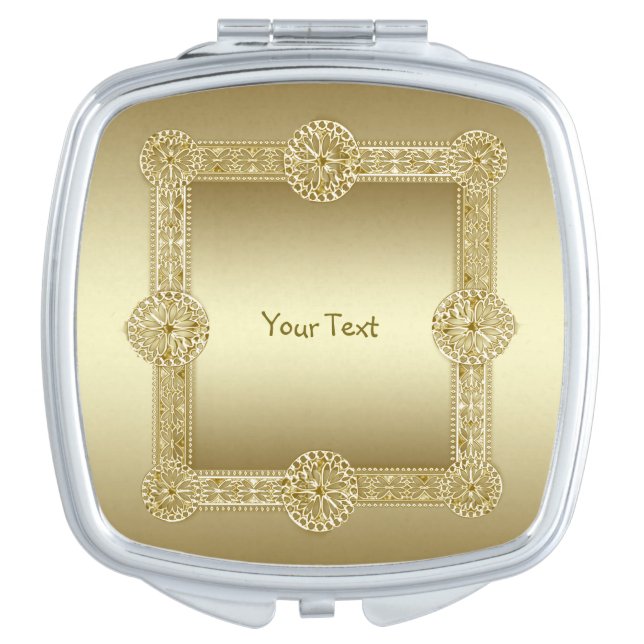 Gold Decorative Wedding Compact Mirror (Front)