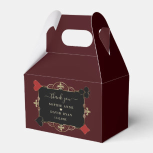 Gold Deep Burgundy Casino Vegas Wedding Favor Boxes