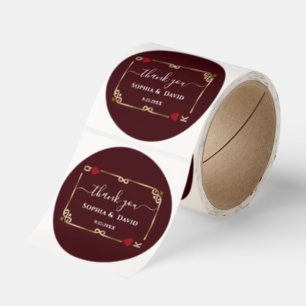 Gold Deep Burgundy Gatsby Casino Wedding  Classic Round Sticker