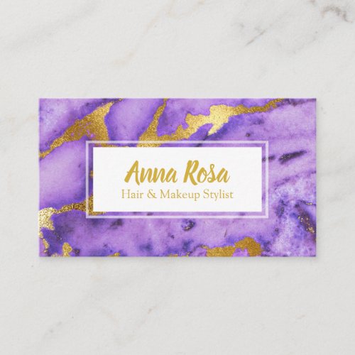  Gold Deep Purple Marble Chic Popular Business Card