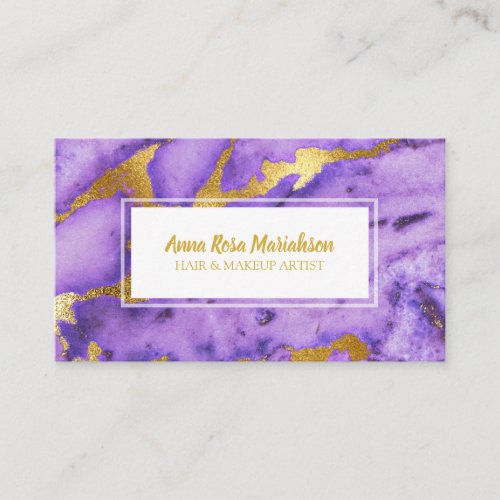 *~* Gold Deep Purple Marble Popular Chic Business Card