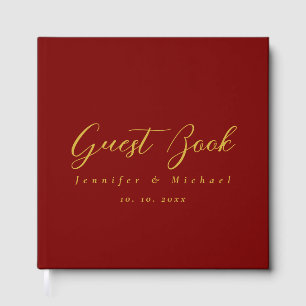 Gold & Deep Red Colors Professional Modern Elegant Guest Book
