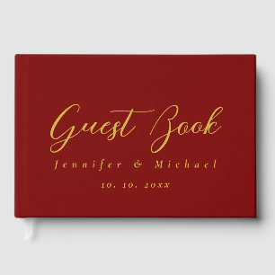 Gold & Deep Red Colors Professional Modern Elegant Guest Book