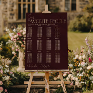 Gold Deep Red Old Money Wedding Seating Charts Foam Board