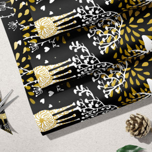 Gold Deer Christmas Wrapping Paper