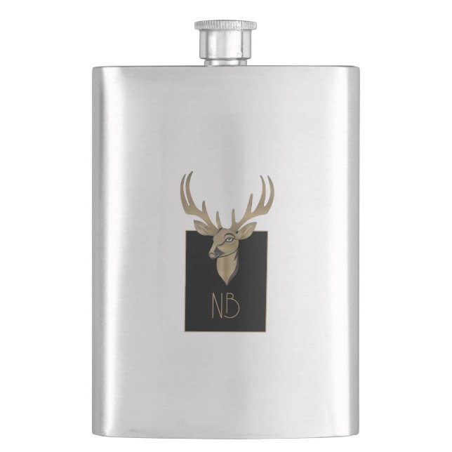 Gold Deer Head Flask (Front)