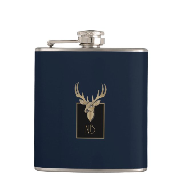 Gold Deer Head Flask (Front)
