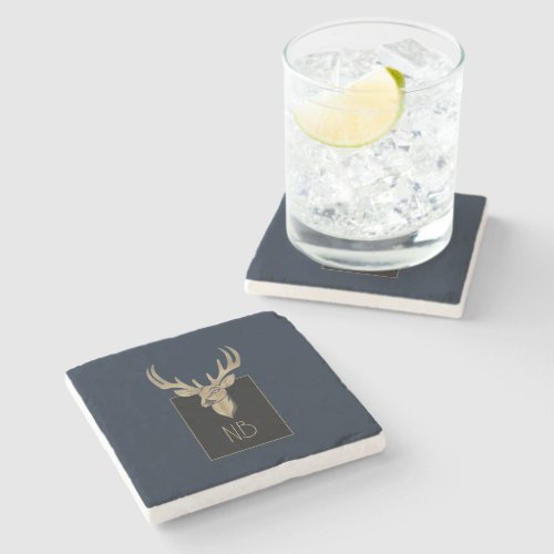 Gold Deer Head Stone Coaster