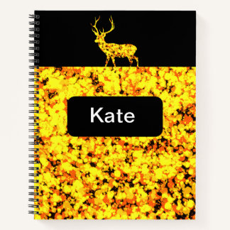 Gold Deer Splattered Paint Notebook