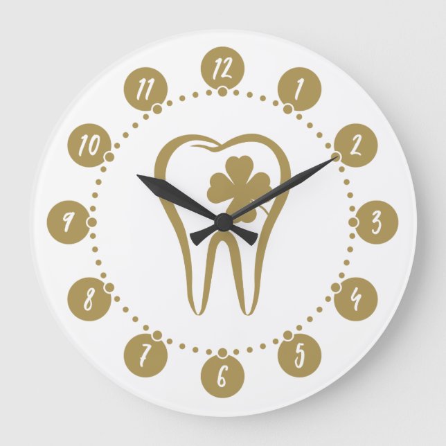Gold Dentist | Lucky Teeth Large Clock (Front)