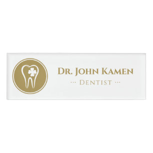 Gold Dentist Lucky Teeth Name Tag