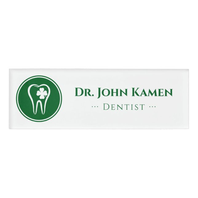 Gold Dentist | Lucky Teeth Name Tag (Front)