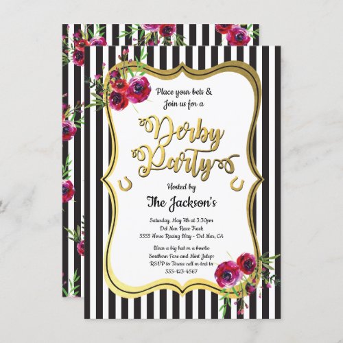 Gold Derby Horse racing Party Invitations