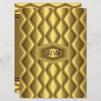Gold  Design 50th Birthday  Anniversary Party Invitation by invitesnow at Zazzle