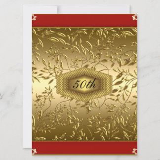 Gold  design 50th Birthday Anniversary Party Invitation
