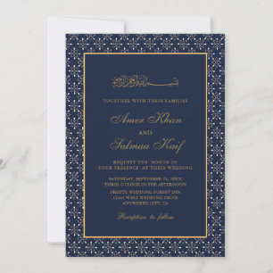 gold design muslim wedding Invitations