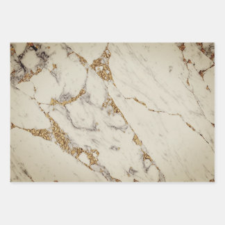 Gold Design White Marble Wrapping Paper Sheets
