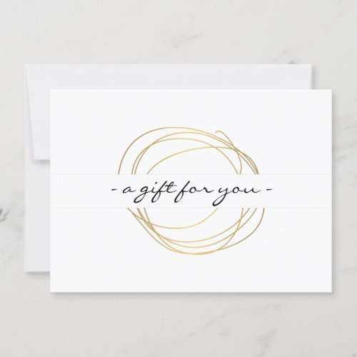 Gold Designer Scribble Gift Certificate 4.5x6.25 Paper Invitation Card