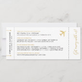 Gold Destination Wedding Airplane Boarding Pass Save The Date (Back)