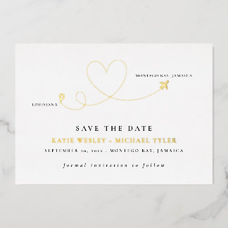Gold Destination Wedding Save the Date Foil Invitation