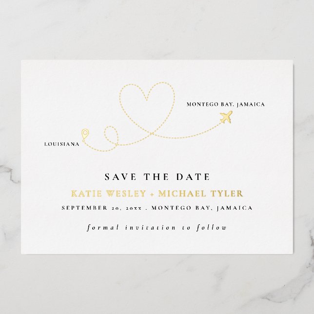Gold Destination Wedding Save the Date Foil Invitation (Front)