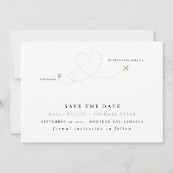 Gold Destination Wedding Save The Date Invitation by fancypaperie at Zazzle
