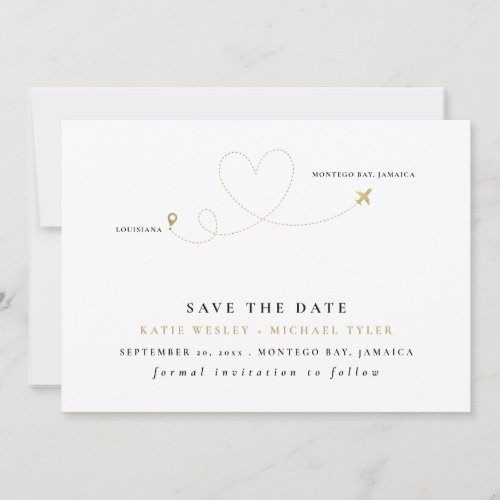 Gold Destination Wedding Save the Date Invitation