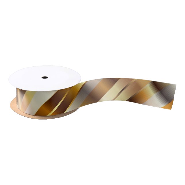Gold Diagonal Stripes | Christmas Satin Ribbon (Spool)