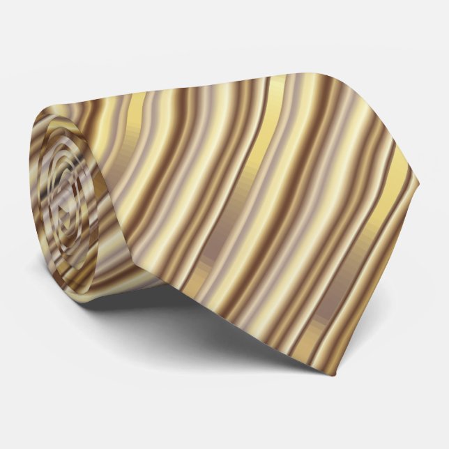 Gold Diagonal Stripes Pattern Tie (Rolled)
