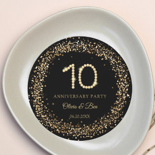 Gold Diamond 10th Anniversary charger plate insert Invitation