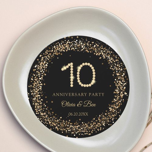 Gold Diamond 10th Anniversary charger plate insert