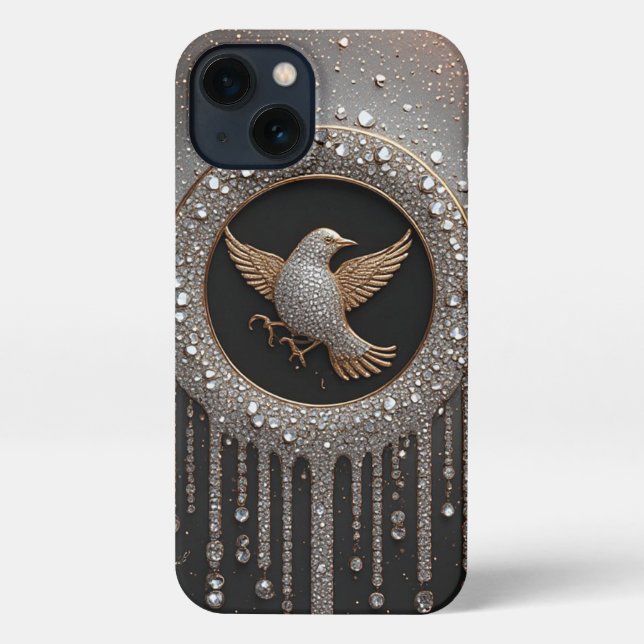 Gold Diamond Bird Emblem ✨ Luxury Royal Elegant iPhone Case (Back)