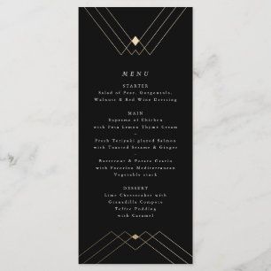 Gold Diamond Black Geometric Deco Gatsby Menu