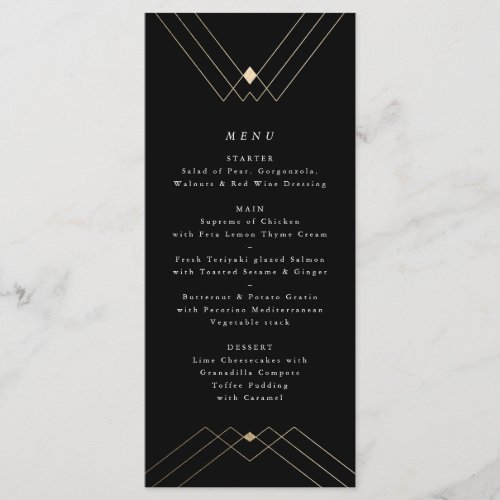 Gold Diamond Black Geometric Deco Gatsby Menu