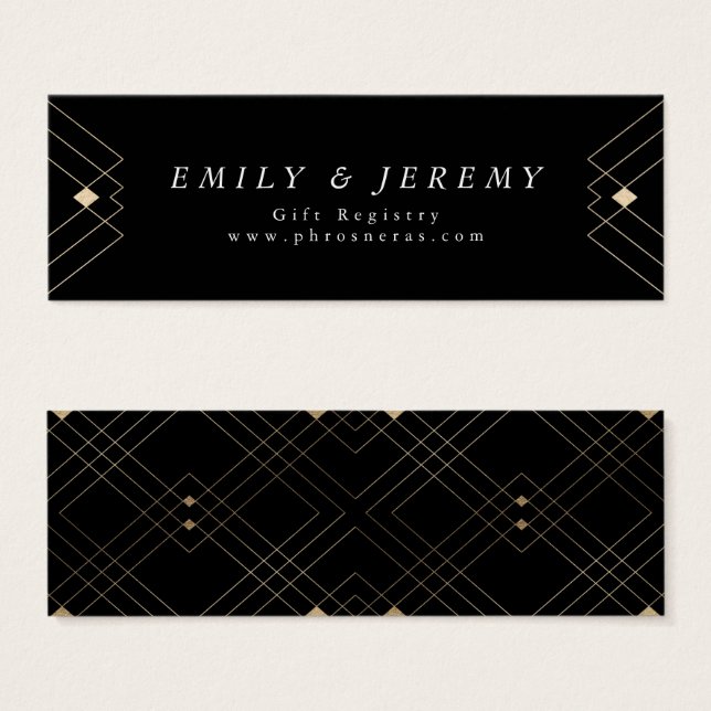 Gold Diamond Black Geometric Deco Gatsby Wedding (Front & Back)