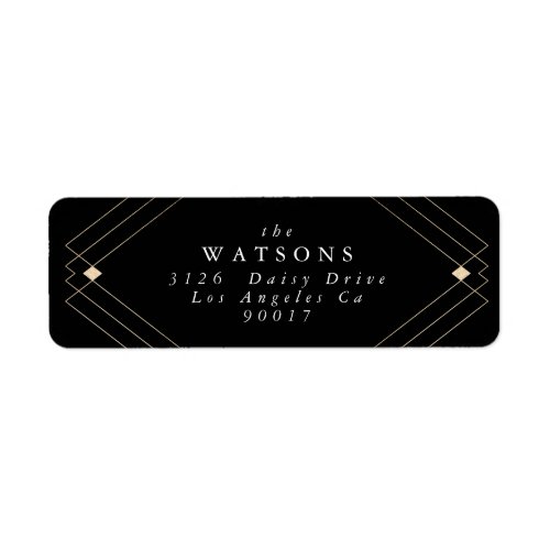 Gold Diamond Black Geometric Deco Gatsby Wedding Label