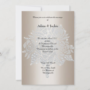 Gold Diamond Bouquet  ELEGANT WEDDING Invitation