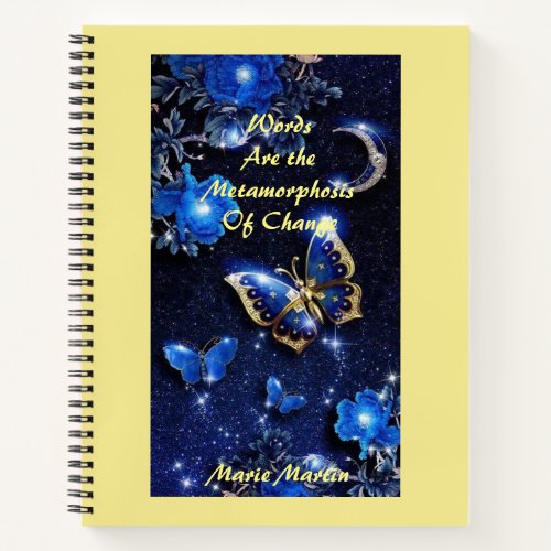 Gold Diamond Butterfly and Moon Notebook