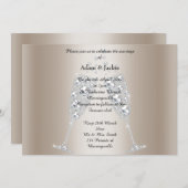 Gold Diamond Champagne Glass ELEGANT WEDDING Invitation (Front/Back)