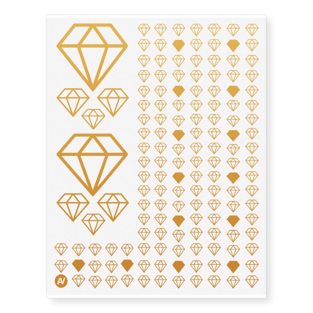 Gold Diamond Collection Temporary Tattoos (Front)