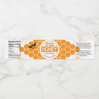 Gold Diamond Cut-Comb Honey Container Labels
