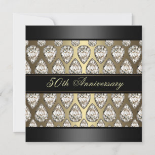 Gold Diamond Design Wedding Anniversary Invite