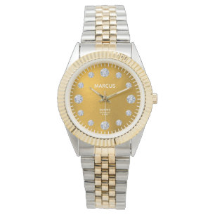 Gold & Diamond Dial Steel & Gold Bracelet Watch