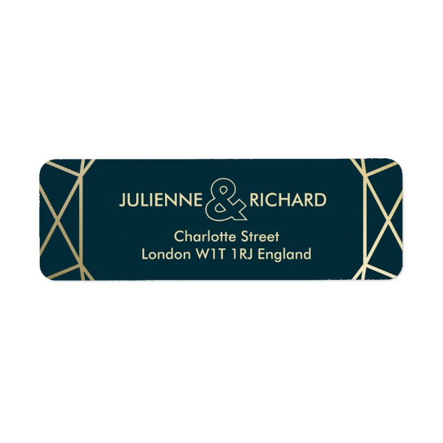Gold Diamond Elegant Wedding Return Address Labels (Front)
