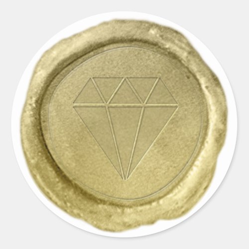 Gold Diamond Gem Shape Wax Seal Look Sticker