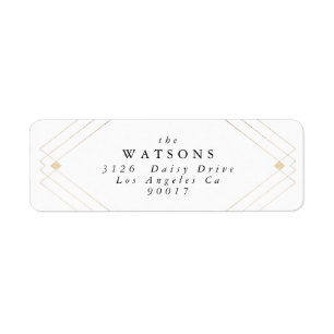 Gold Diamond Geometric Art Deco Gatsby Wedding Label