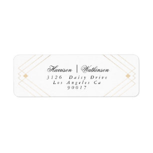 Gold Diamond Geometric Art Deco Gatsby Wedding Label