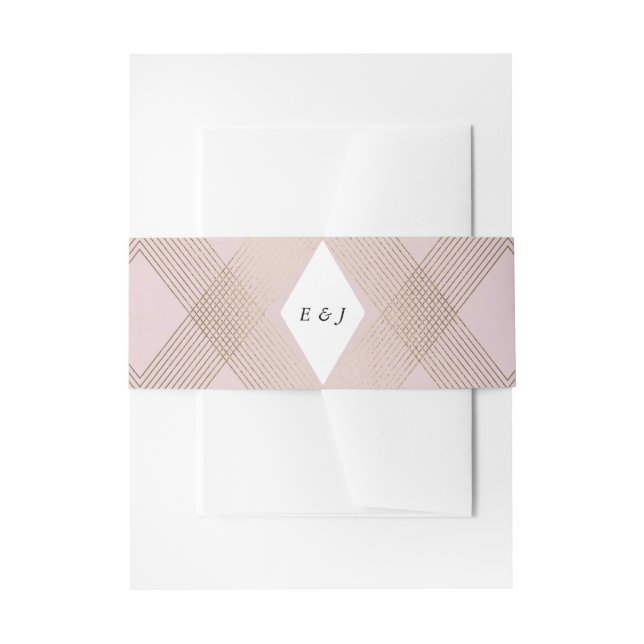 Gold Diamond Geometric Art Deco Pink Gatsby Invitation Belly Band (Front Example)